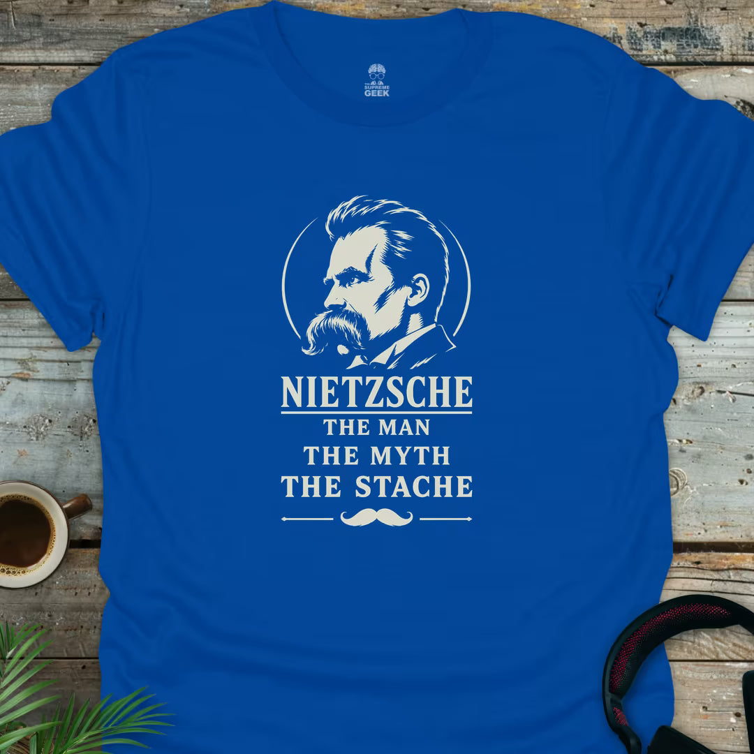 Nietzsche The Stache - Geek T-Shirt - Royal