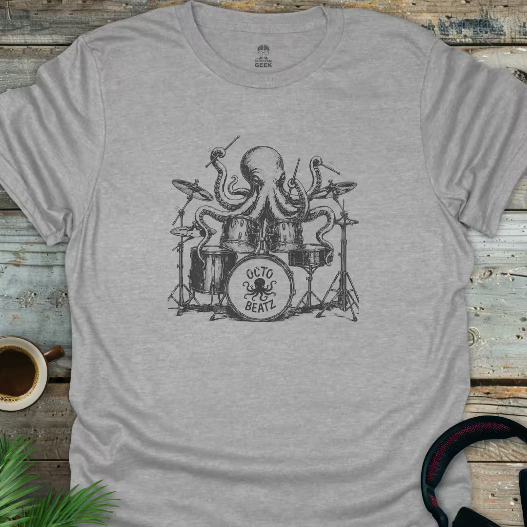 Octopus Drummer - Geek T-Shirt - Sport Grey