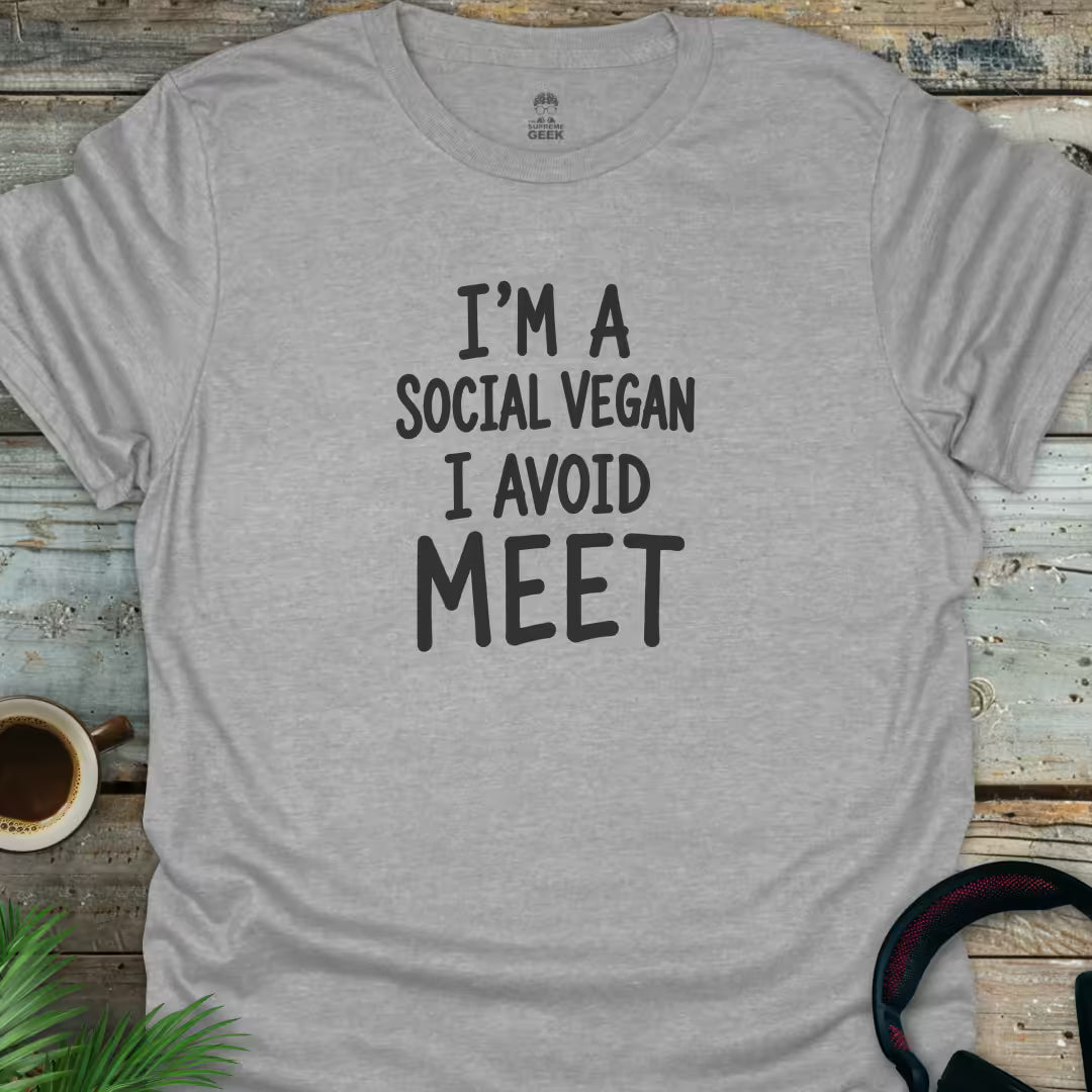 Social Vegan - Geek T-Shirt - Sport Grey