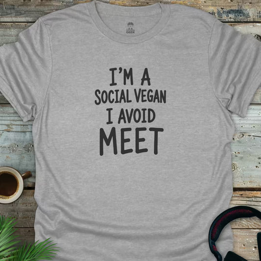 Social Vegan - Geek T-Shirt - Sport Grey
