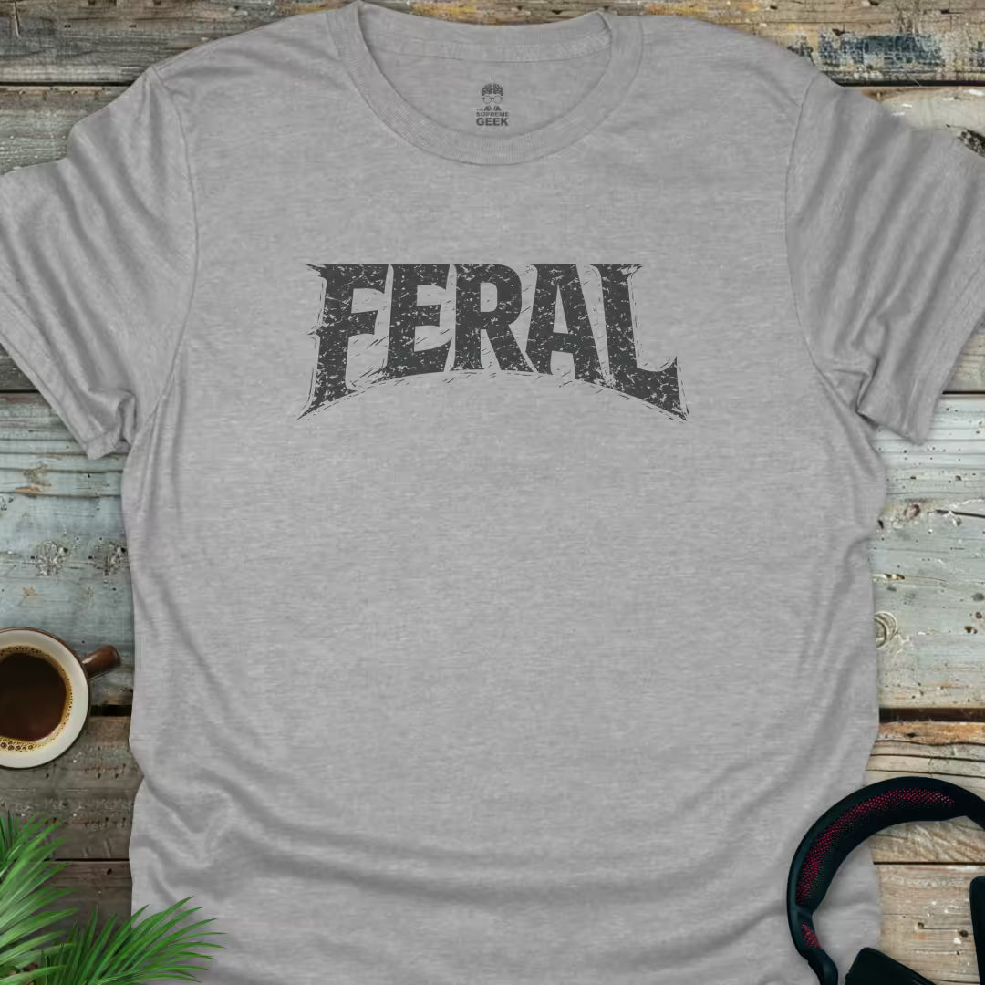 Feral - Funny Geek T-Shirt - Sport Grey