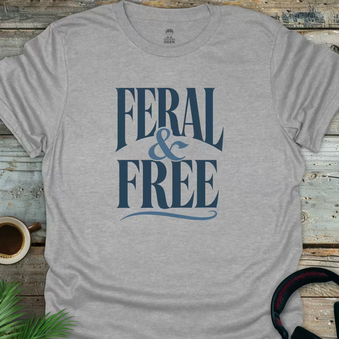 Feral & Free - Geek T-Shirt - Sport Grey