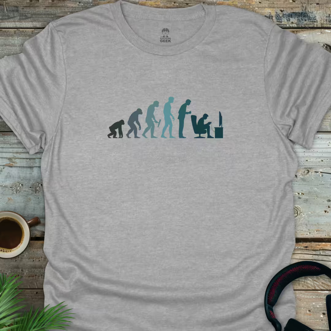 Evolution Of A Gamer - Geek T-Shirt - Sport Grey